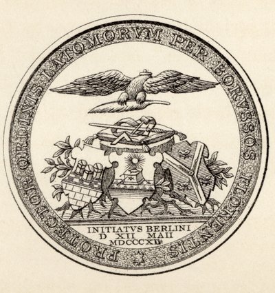 1812年柏林泥瓦世界的封印，来自“共济会的历史，第三卷”，由托马斯·C·杰克出版，伦敦，1883年 作者 英语学校