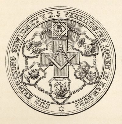 汉堡泥人的封印，来自“共济会的历史，第三卷”，由Thomas C. Jack，1883年伦敦出版 作者 英语学校