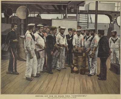 在HMS Camperdown上提供朗姆酒 作者 English School