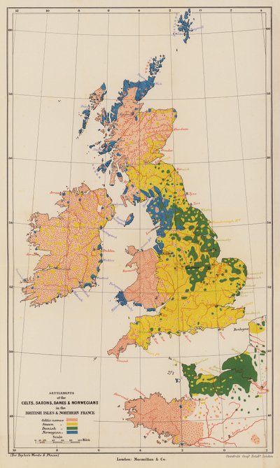 不列颠群岛和法国北部的定居点名称（彩色石版印刷品） 作者 英语学校