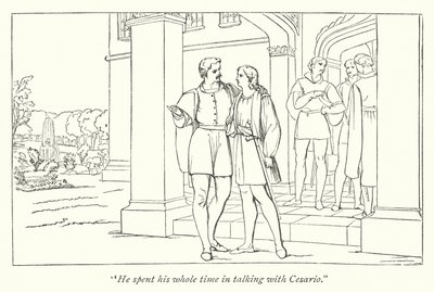 莎士比亚的第十二夜； Orsino 将 Viola 送给 Olivia（雕刻） 作者 英语学校
