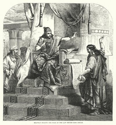 Shaphan reading the Book of the Law before King Josiah (engraving) 作者 英语学校