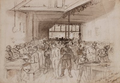 ？肖尔迪奇，澳大利亚肉类公司的便士晚宴，1860年（铅笔，墨水和纸上洗） 作者 英语学校