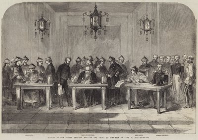 1858 年 6 月 26 日中英条约在天津签订（版画） 作者 英语学校
