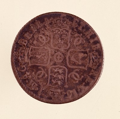 英格兰国王查理二世统治时期（1630-1685）1671年的银质格罗申。直径2,4厘米 那不勒斯，考古博物馆 作者 英语学校