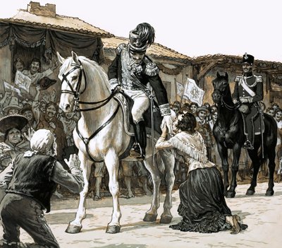 西蒙·玻利瓦尔（Simon Bolivar）以胜利的方式骑在加拉加斯的街道上 作者 英语学校