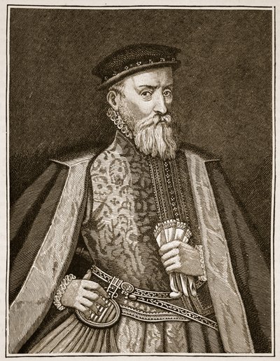 托马斯·格雷沙姆爵士，来自卡塞尔斯画报英国历史的插图（棕褐色照片） 作者 英语学校