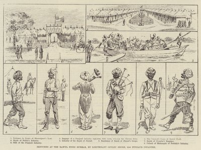 Rawul Pindi Durbar 的草图（雕刻） 作者 英语学校