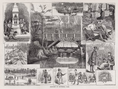 巴特西公园的草图（版画） 作者 英语学校