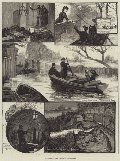 特威克纳姆洪水草图（版画） 作者 英语学校