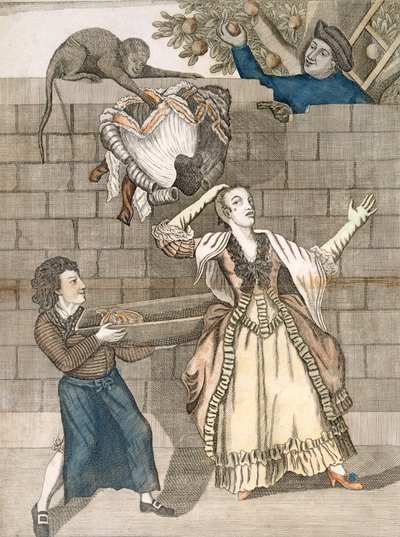 猴子或女士头的手轻轻卸下，由Grimm的原始绘画，为伦敦Carington Bowles酒吧打印。 1778 作者 英语学校