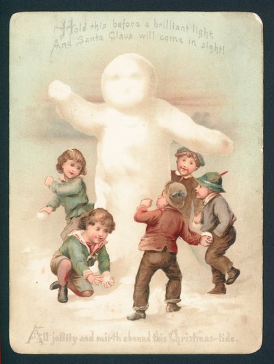 雪人，儿童和雪球，圣诞贺卡 作者 英语学校