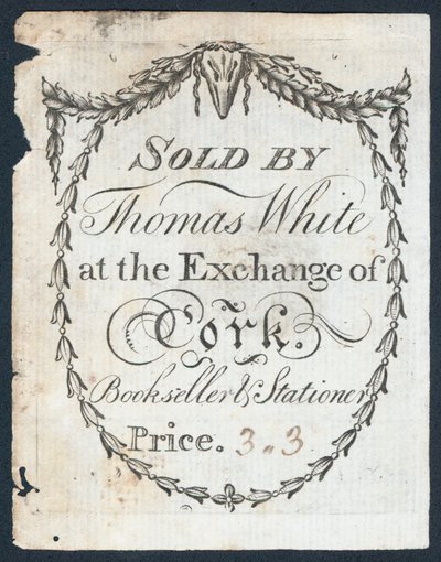由Thomas White在科克交易所出售，书商和文具，交易卡 作者 英语学校