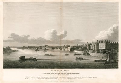 伦敦萨默塞特宫（Somerset House），原始状态，泰晤士河畔的各种建筑物，威斯敏斯特（Westminster） 作者 英语学校