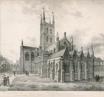 教堂夫人的东南视图，St Saviors教会，Southwark 作者 英语学校