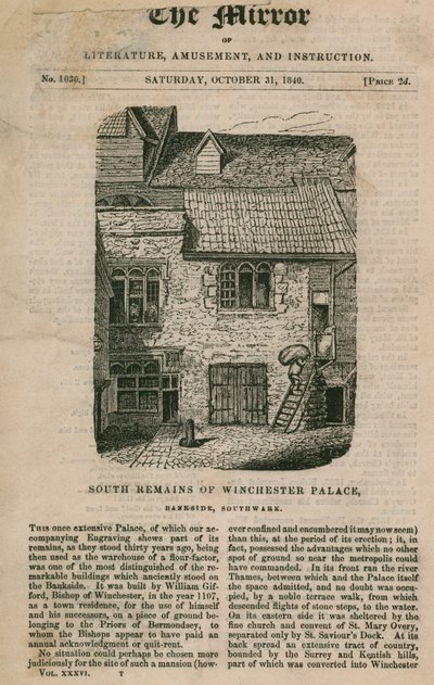 Bankside的WInchester Palace的南部遗迹 作者 英语学校