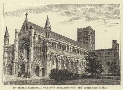 圣奥尔本斯大教堂（St. Albans Cathedral）于1885年从西南方向修复 作者 英语学校