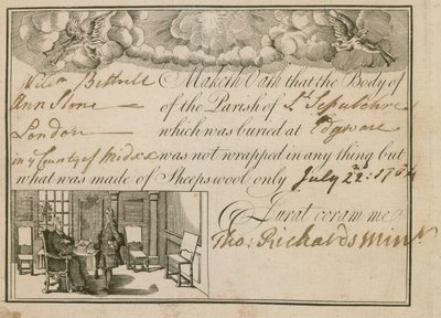 1784年Ann Slone被埋在羊毛中的声明 作者 英语学校