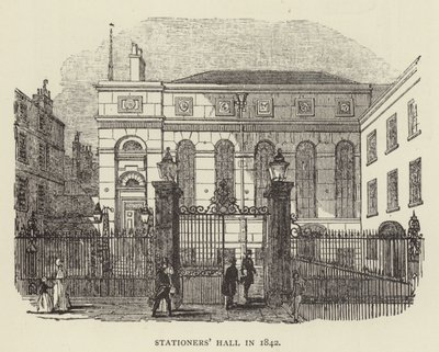 1842年的文具店大厅（雕刻）。 作者 英语学校