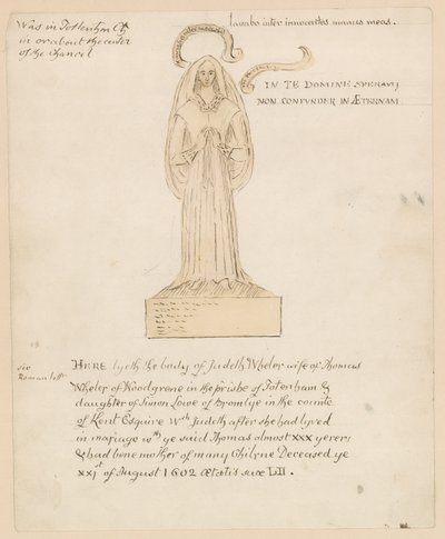 雕像，Judeth Wheler的坟墓于1602年8月21日去世（墨水在纸上） 作者 英语学校