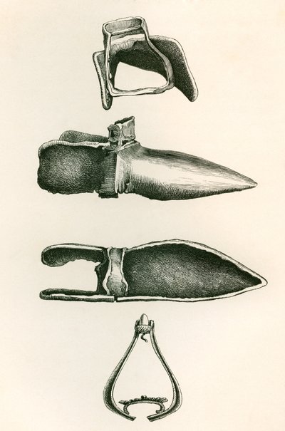 马镫和袜套，摘自《英国军队》：其起源、发展和装备》，1868 年出版。 作者 英语学校