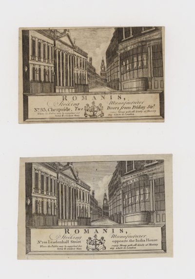 库存制造商，Romanis，在Cheapside，然后在Leadenhall Street，交易卡 作者 英语学校