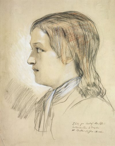 研究Alex Pope（1688-1744）负责人介绍Dryden，在巴特勒咖啡馆（铅笔，粉笔和木炭在纸上） 作者 英语学校