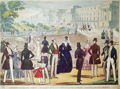 1840年的夏季时装（彩色雕刻） 作者 英语学校