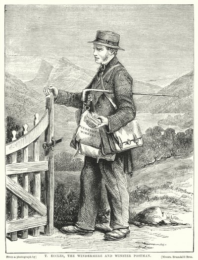 T Eccles，温德米尔和温斯特邮差（雕刻） 作者 英语学校
