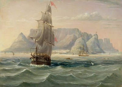 桌山，开普敦，海上，1820年（油卡） 作者 英语学校