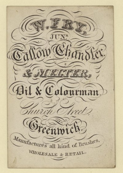 Tallow Chandler和Melter，W Fry，交易卡 作者 英语学校