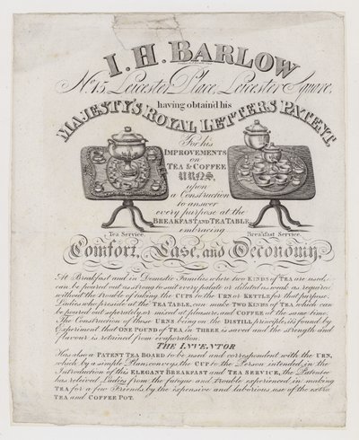茶壶制造商，IH Barlow，贸易卡 作者 英语学校