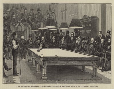 美国台球锦标赛，约瑟夫·贝内特和 SW 斯坦利演奏（版画） 作者 英语学校