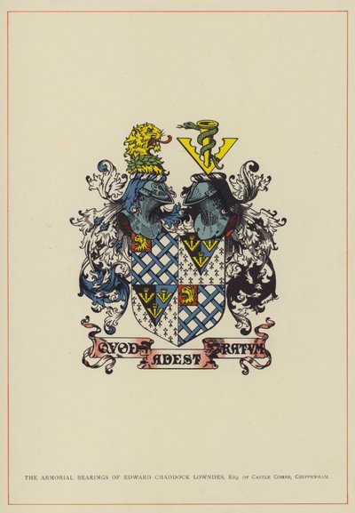 爱德华-查道克-洛恩德斯（Edward Chaddock Lowndes）的徽章，奇彭纳姆城堡康比的绅士（彩色石版印刷）。 作者 英语学校