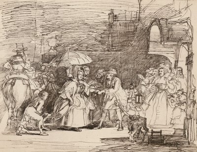 富贵亲戚的到来》，取材于威尔基的钢笔和水墨画（石版画） 作者 英语学校