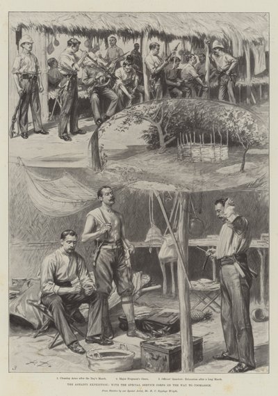 阿散蒂远征队，特勤队前往考马西（石版画） 作者 英语学校