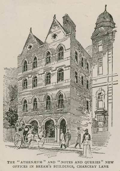 The Athenaeum和Notes and Queries位于伦敦Chancery Lane的Breams Buildings的新办公室 作者 英语学校
