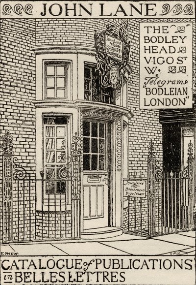 Bodley Head出版社，Belles Lettres出版物目录中的封面插图 作者 英语学校