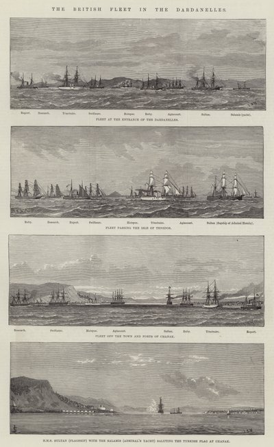达达尼尔海峡的英国舰队（版画） 作者 英语学校
