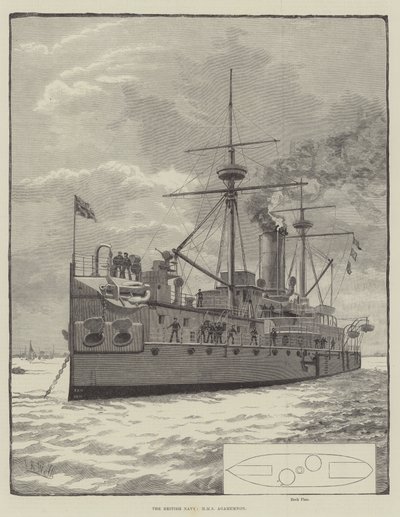 英国海军，HMS 阿伽门农 (雕刻) 作者 英语学校