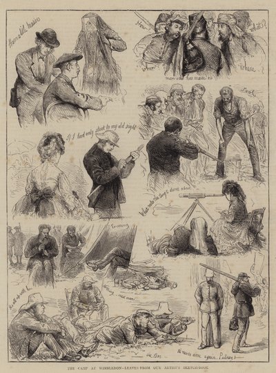 温布尔登的营地，来自我们艺术家的素描书的叶子（雕刻）。 作者 英语学校