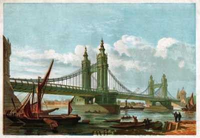 切尔西桥，伦敦。 （雕刻，约 1860 年） 作者 英语学校