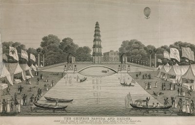 1814年，在圣詹姆斯公园（St. Jamess Park）为大禧年（Grand Jubilee）的运河竖立了中国宝塔和桥梁 作者 英语学校