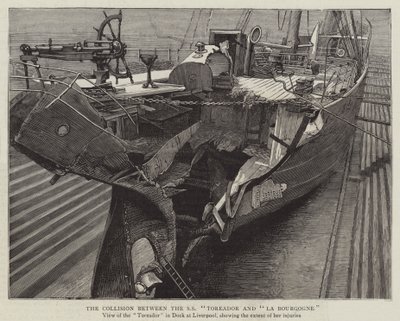 SS“Toreador”和“La Bourgogne”之间的碰撞（雕刻） 作者 英语学校
