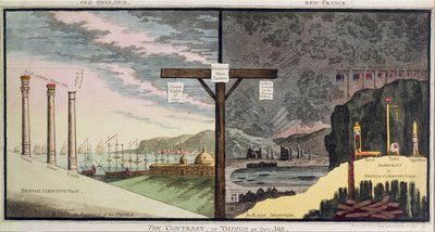 对比》，或《事物的本来面目》，汉娜-汉弗莱于 1796 年出版（手绘蚀刻版画） 作者 英语学校