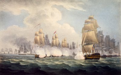 1804年2月15日，来自英国海军年表的Commodore Dances Squadron在法国统治下的失败，来自J. Ralfe 作者 English School