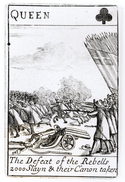 1685年7月6日在Sedgemoor战役中击败反叛者（木刻）（bw photo） 作者 英语学校