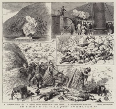 Crarae 采石场的灾难，Lochfyne，苏格兰（版画） 作者 英语学校