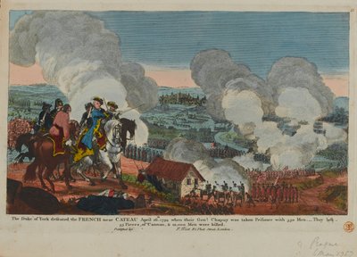 1794年4月26日，约克公爵（1763-1827）在1834年由F. West出版的七年战争场景中击败了Cateau附近的法国人 作者 英语学校