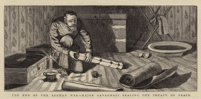 阿富汗战争结束，卡瓦格纳里少校签署和平条约（版画） 作者 英语学校